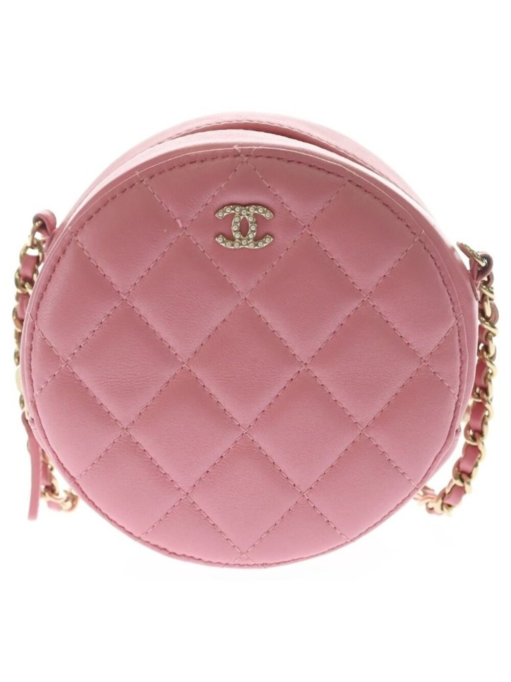 Chanel Chain Shoulder Bag Quilted CC Logo Round Cocoball Lambskin